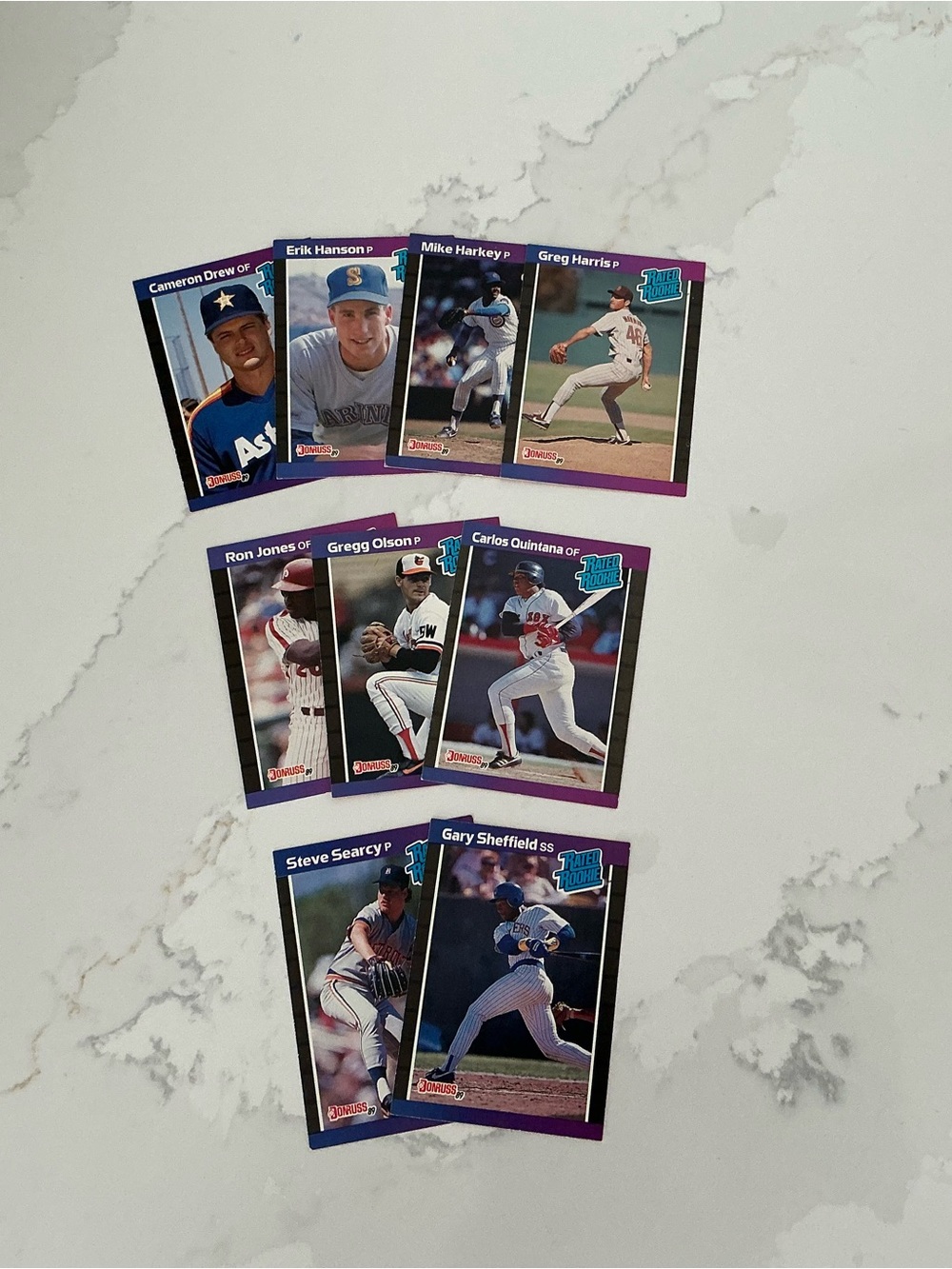 Baseball Trading Cards Donruss 89. Rated Rookie cards  Lot of 9